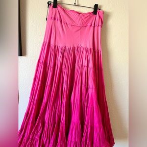 Fun ruffled Pink Maxi Skirt for dancing, summer, boho, ombré